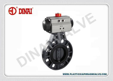 PVDF 플라스틱 나비 벨브 압축 공기를 넣은 액추에이터 가동 PN1.0Mpa JIS/DIN/ANSI